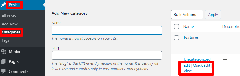 How to edit categories in WordPress