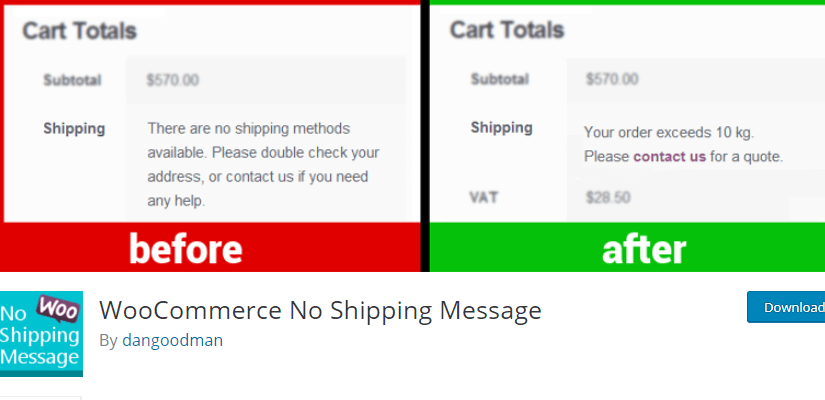 WooCommerce No Shipping Message