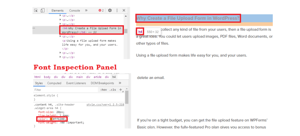 Font Inspection Panel