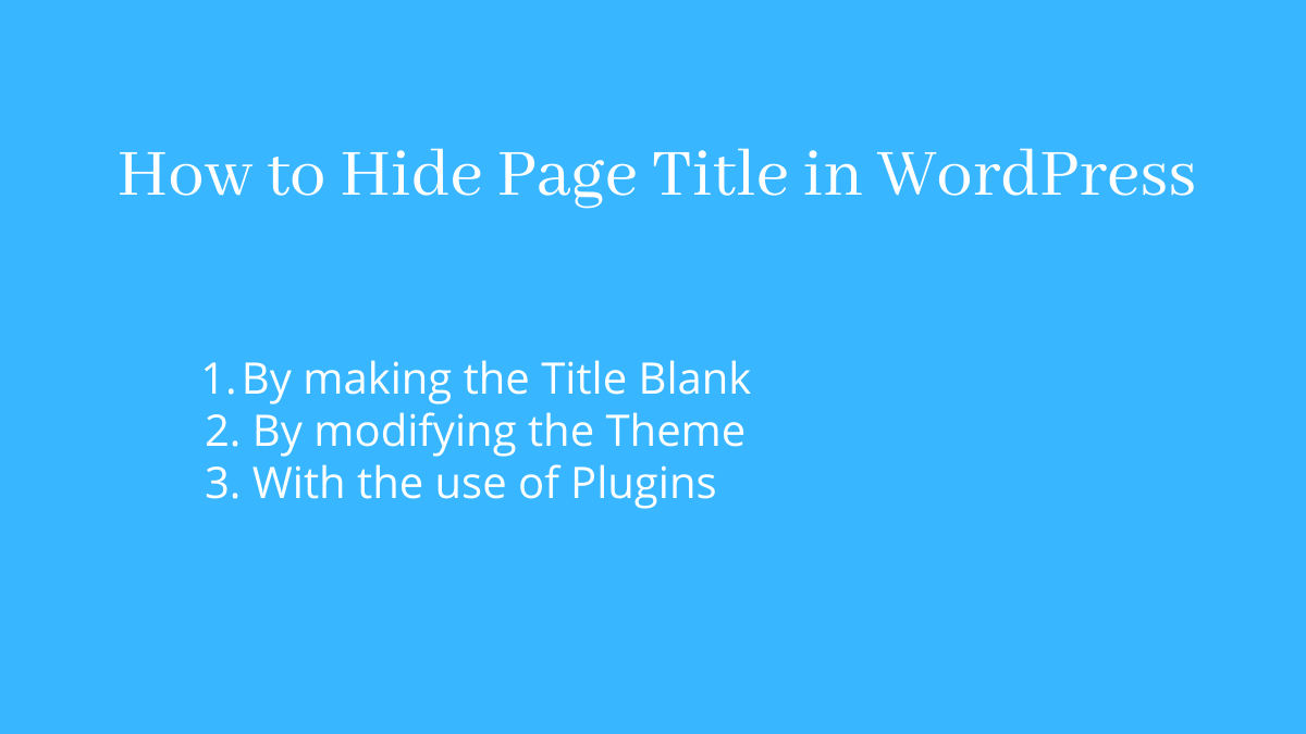 How to hide page title in WordPress