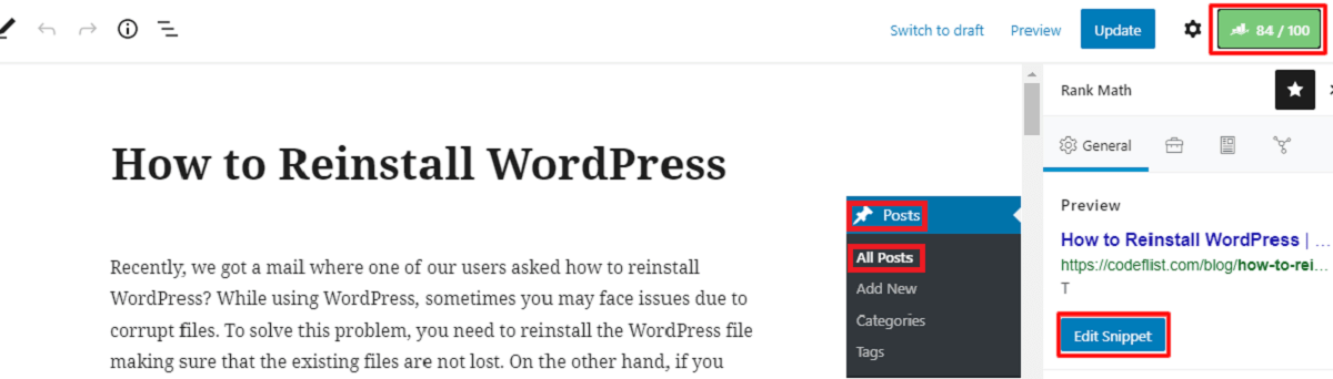 Edit Snippet in Rank Math