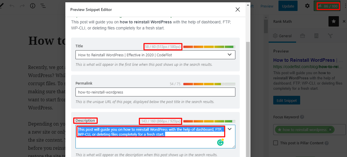 How to add meta description in WordPress with Rank Math plugin