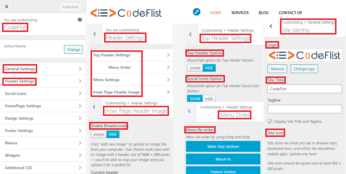 Header Settings