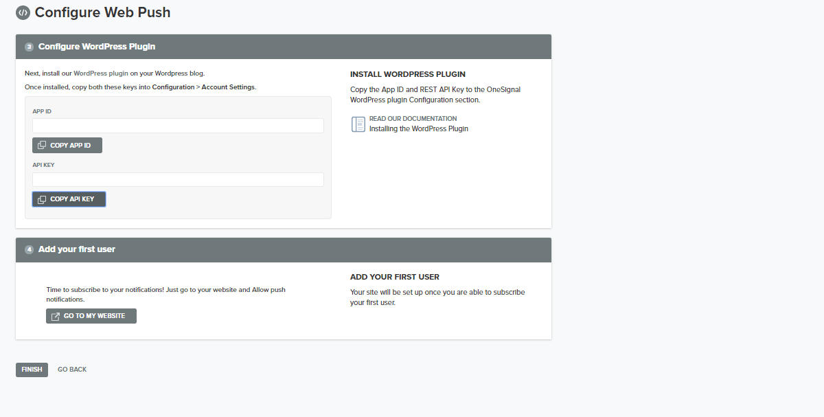 Copy APP ID and API Key