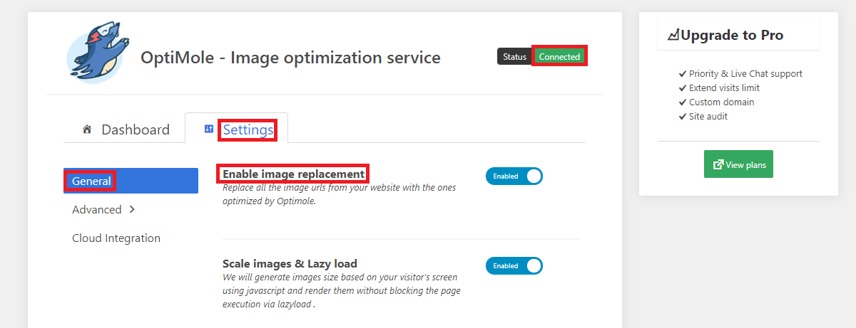 Enable image replacement in Optimole