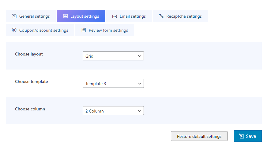 layout settings