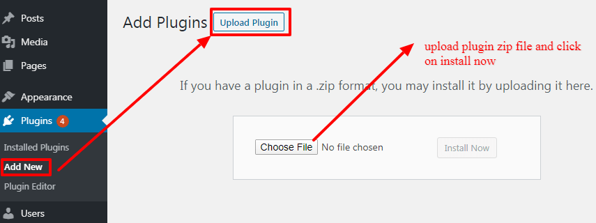 upload plugin dashboard