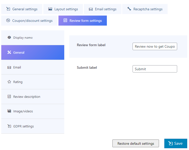 general settings