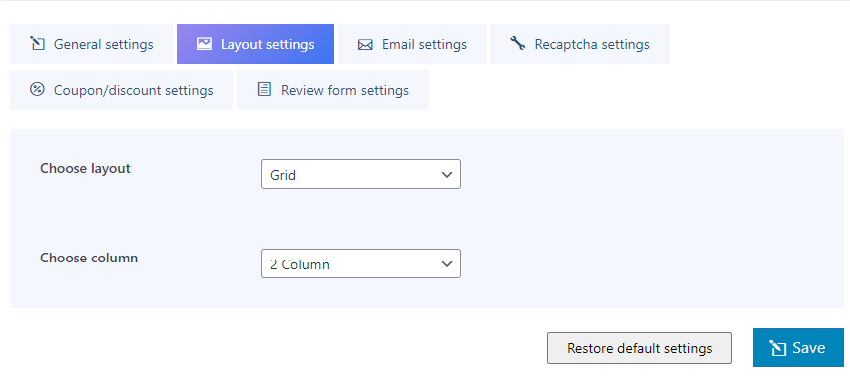 layout settings