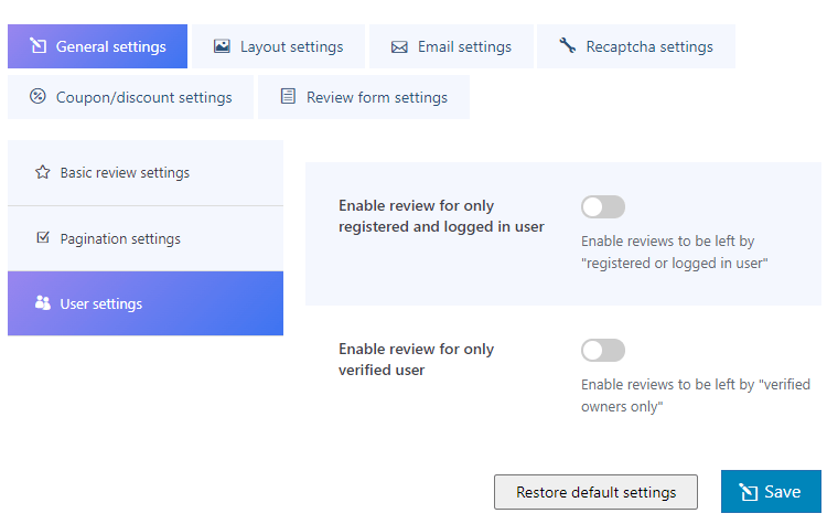 Smart Product Review Setting